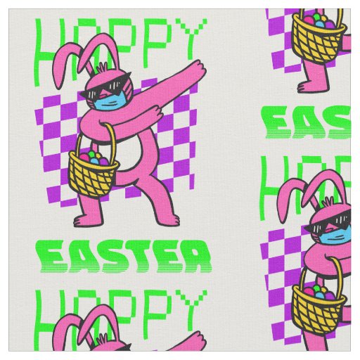 happy easter bunny sunglasses retro vaporwave fabric