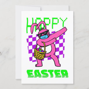 happy easter bunny sunglasses retro vaporwave invitation