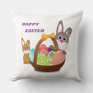 "HAPPY EASTER" BUNNY THROW PILLOW