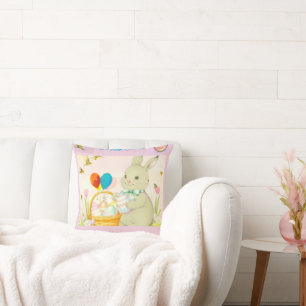 Happy Easter Bunny Throw Pillow
