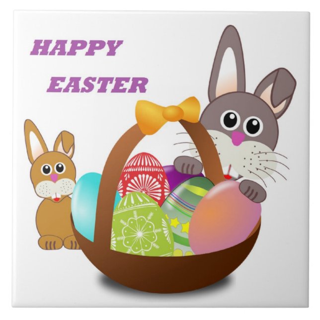 "HAPPY EASTER" BUNNY TILE (Front)