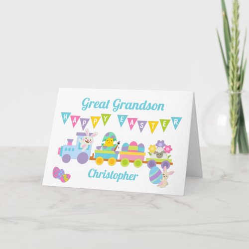 Happy Easter Bunny Train Great Grandson Card