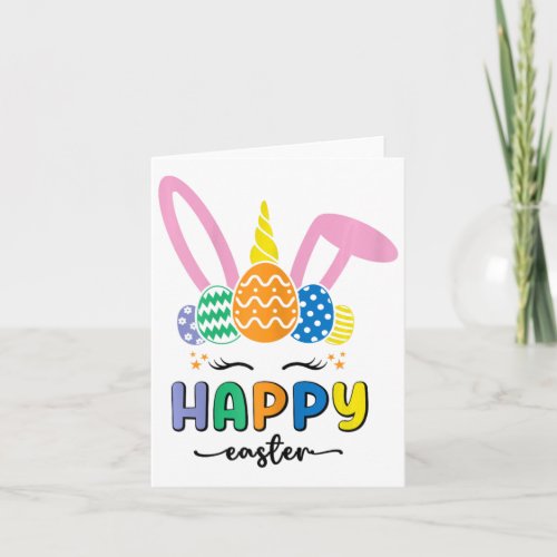 Happy Easter Bunny Unicorn Easter Girls Easter Egg Card