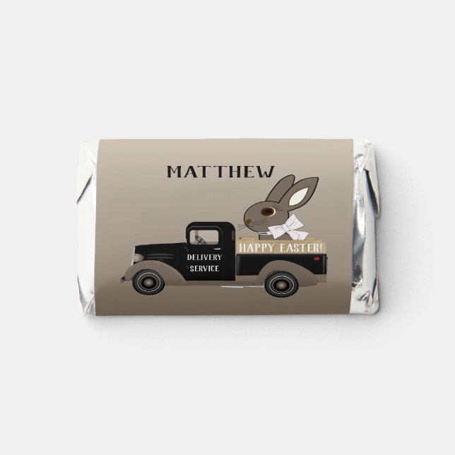 Happy Easter Bunny w Old Truck Delivery Service Hershey's Miniatures (Front)