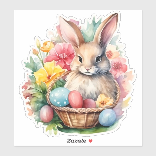 Happy Easter Bunny Watercolor painting Sticker (Sheet)