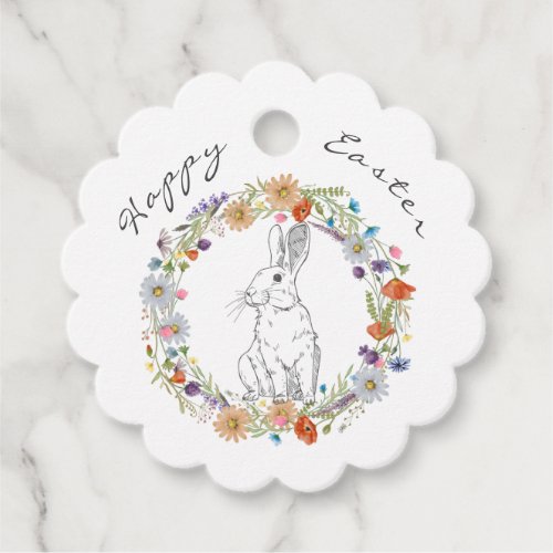 Happy Easter Bunny Watercolors Boho Wildflowers Favor Tags