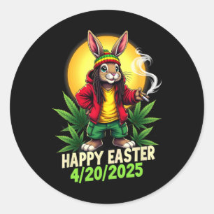 Happy Easter Bunny Weed  Classic Round Sticker