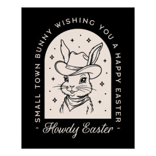 Happy Easter bunny western theme funny greetings Poster