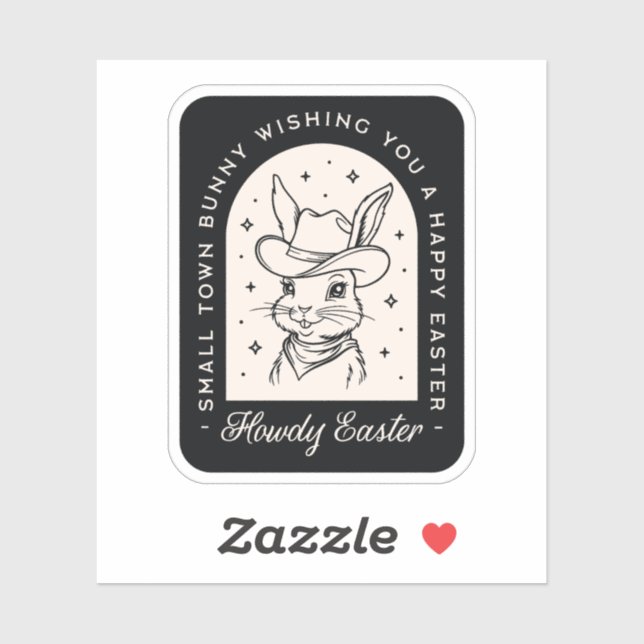 Happy Easter bunny western theme funny greetings Sticker (Sheet)