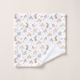 Happy Easter Bunny Wildflowers Cute Kids bathroom Wash Cloth