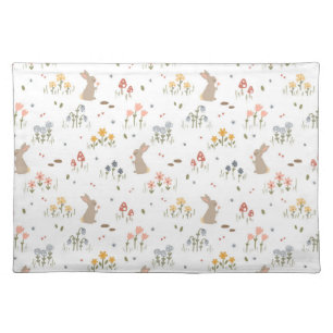 Happy Easter Bunny Wildflowers Cute Kids Holiday  Cloth Placemat
