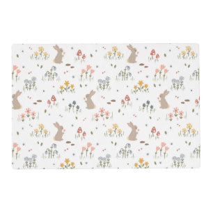 Happy Easter Bunny Wildflowers Cute Kids Holiday Placemat