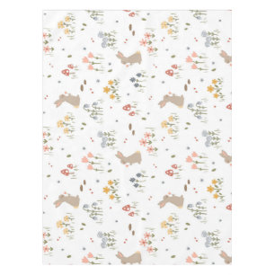 Happy Easter Bunny Wildflowers Cute Kids Holiday Tablecloth