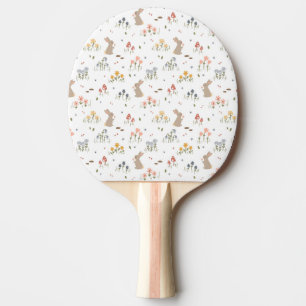 Happy Easter Bunny Wildflowers Cute Kids rabbit Ping Pong Paddle