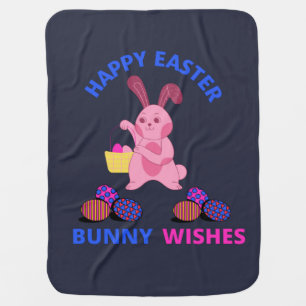 Happy Easter Bunny Wishes And Eggs Baby Blanket