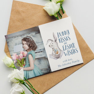 Happy Easter Bunny Wishes Cute Family Photo Holiday Card