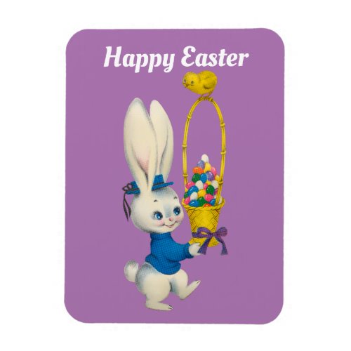 Happy Easter Bunny With Basket Magnet