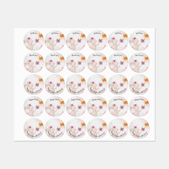 Happy Easter- bunny with butterfly  Labels (Sheet)
