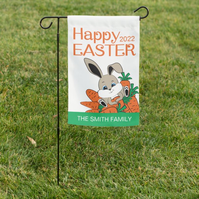 Happy Easter Bunny with Carrots Flag (In SItu)