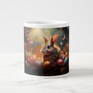 Happy Easter Bunny with Easter eggs Giant Coffee Mug