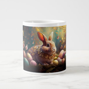 Happy Easter Bunny with Easter eggs Giant Coffee Mug