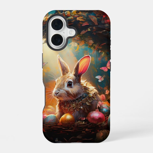 Happy Easter Bunny with Easter eggs Iphone Case (Back)