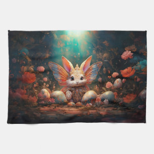 Happy Easter Bunny with Easter eggs Kitchen Towel