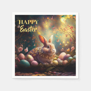 Happy Easter Bunny with Easter eggs Napkins