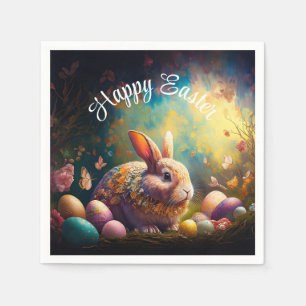 Happy Easter Bunny with Easter eggs Napkins