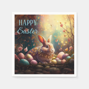 Happy Easter Bunny with Easter eggs Napkins