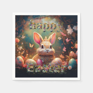 Happy Easter Bunny with Easter eggs Napkins