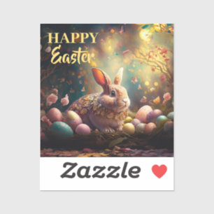 Happy Easter Bunny with Easter eggs Sticker