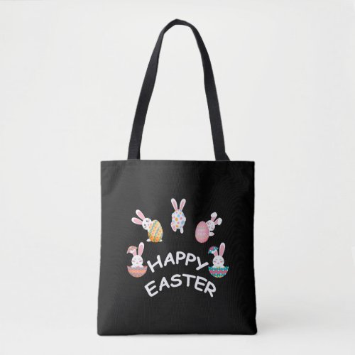 Happy Easter Bunny with Easter Eggs Tote Bag
