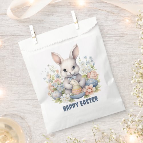 Happy Easter Bunny With Eggs and Flowers Favor Bag