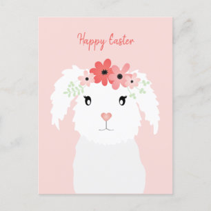 Happy Easter Bunny With Flower Crown Postcard