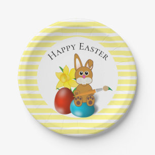 Happy Easter Bunny with Holiday Eggs Party Paper Plates