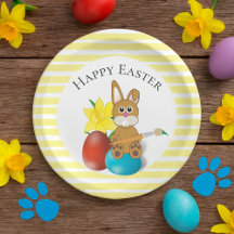 Happy Easter Bunny with Holiday Eggs Party 