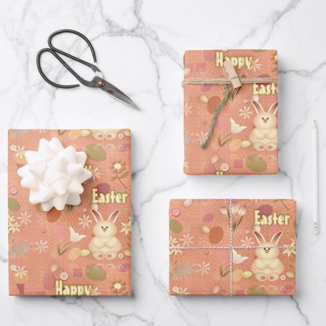 Happy Easter Bunny Wrapping Paper Sheets (Front)