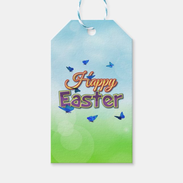 Happy Easter butterflies Gift Tags (Front)