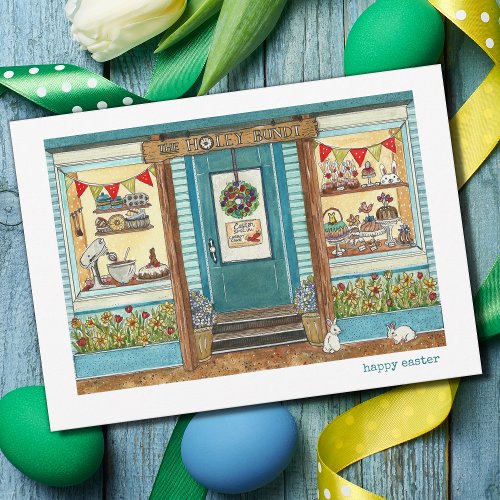 Happy Easter Cake Shop Watercolor Card