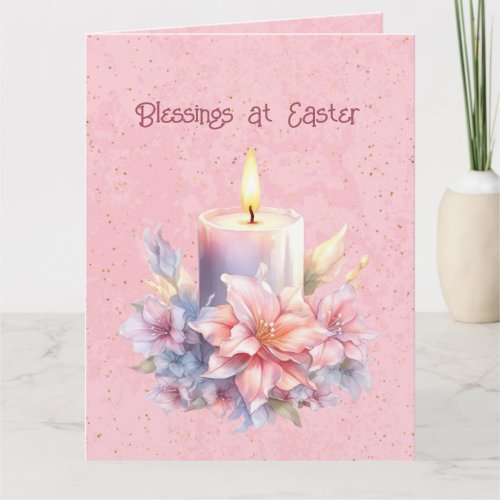 Happy Easter Candle Flowers Card