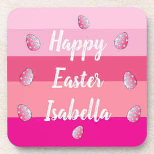 Happy Easter Candy Colors And Eggs Beverage Coaster