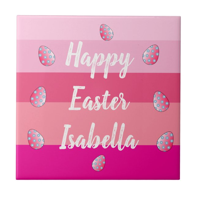 Happy Easter Candy Colors And Eggs Ceramic Tile (Front)