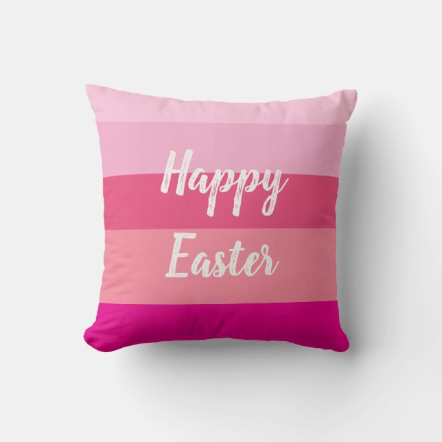 Happy Easter Candy Colors Throw Pillow (Front)