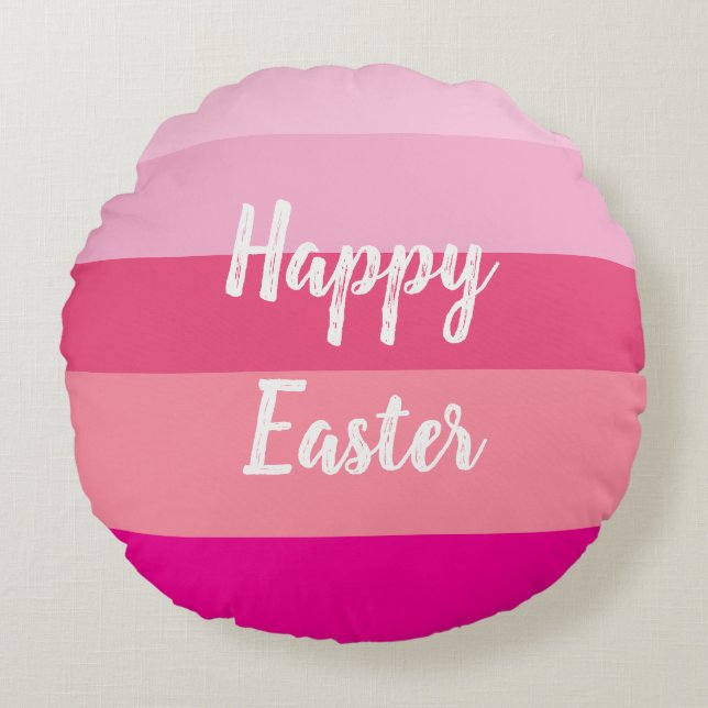 Happy Easter Candy Colors Throw Pillow (Front)