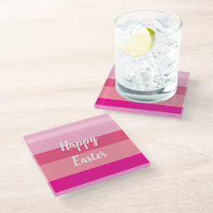 Happy Easter Candy Colors Throw Pillow Glass Coaster