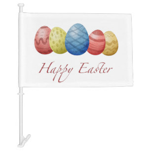 Happy Easter Car Flag – Cute Colorful Eggs Spring