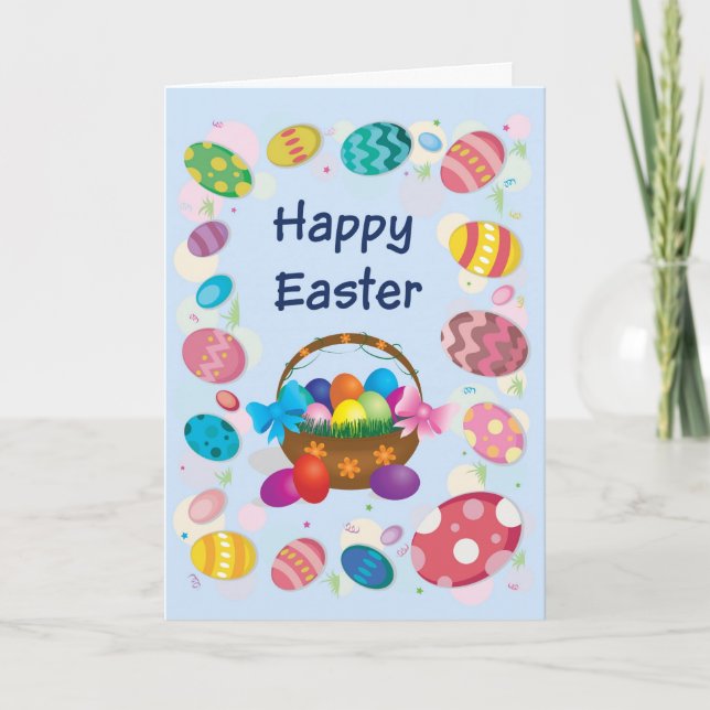 Happy Easter Card - Basket with Easter eggs (Front)