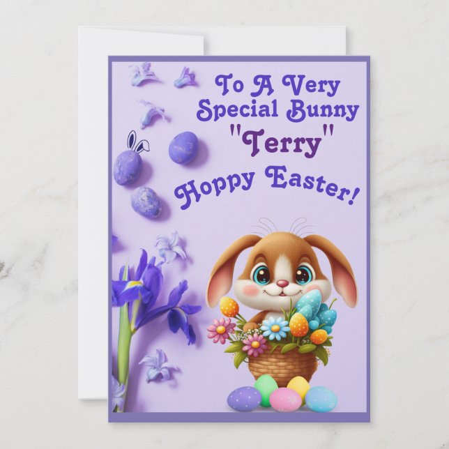 Happy Easter Card,Bunny,Eggs Holiday Card (Front)