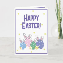 Happy Easter Card - Eggs & Bunny Ears - Any Color